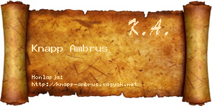 Knapp Ambrus névjegykártya
